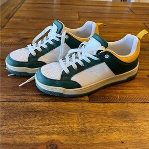 Steve Madden Green and White Sneakers with Yellow Trim